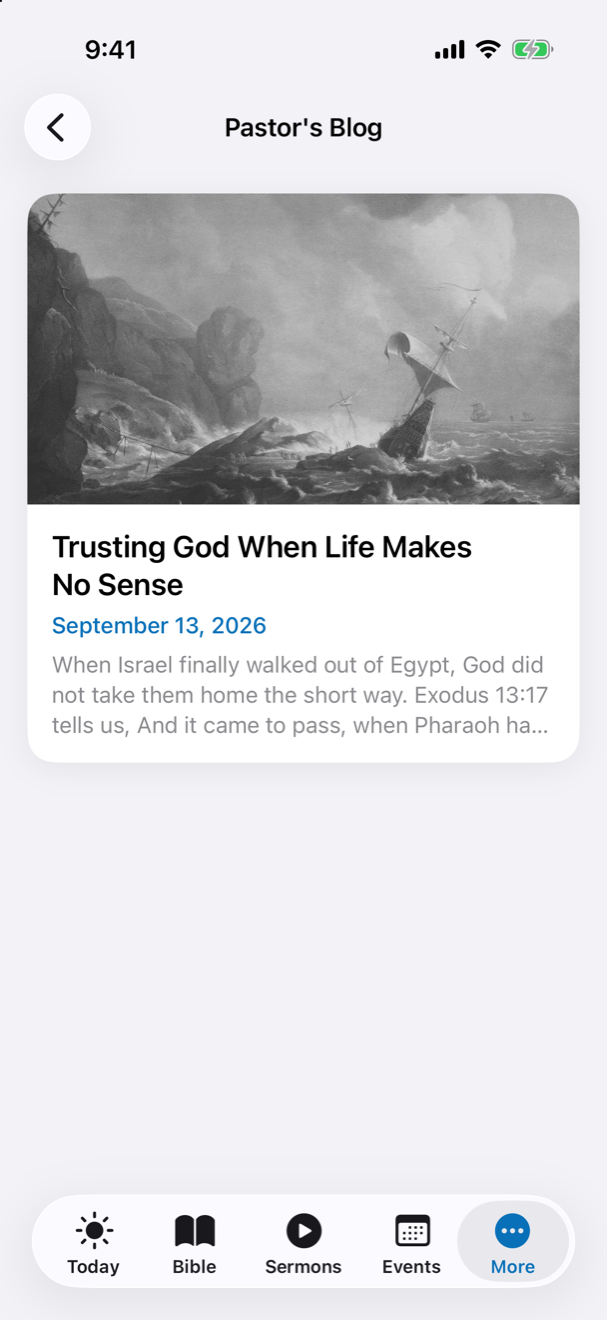 Pastor’s Blog, in the app. in the KBC Connect app