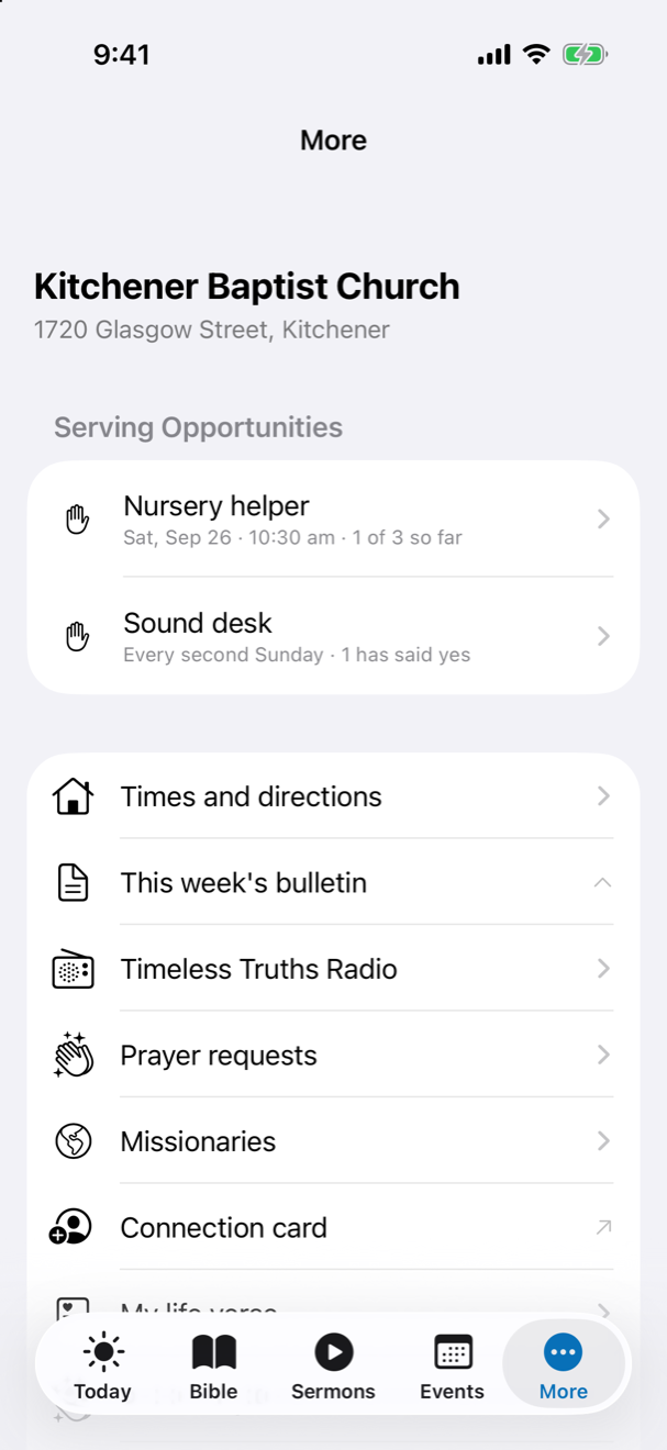 Some rows only appear when the office opens them. in the KBC Connect app