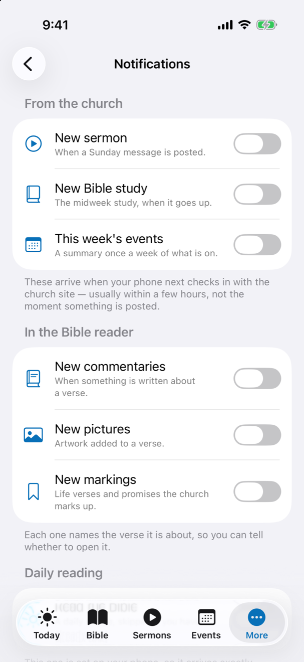 Every notification is off until you turn it on. in the KBC Connect app