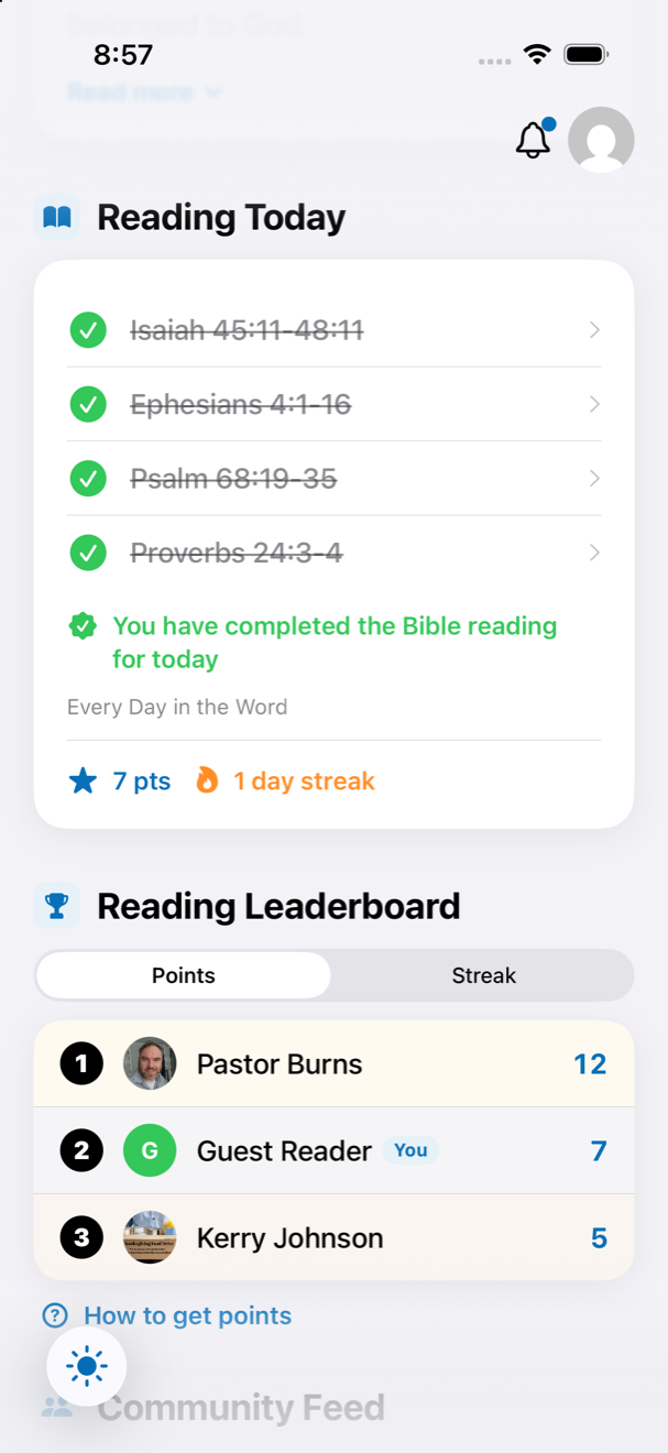 A plan to read through, and points for keeping it. in the KBC Connect app