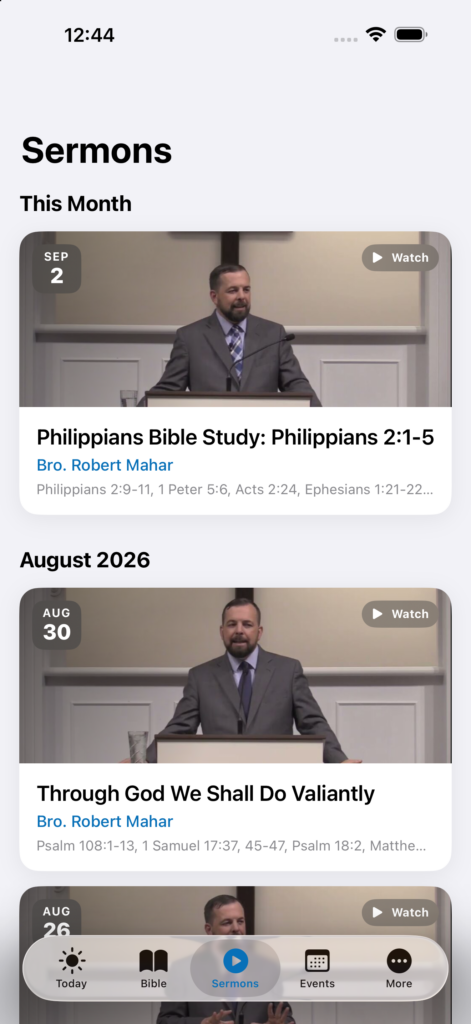 Sermons in the KBC Connect app