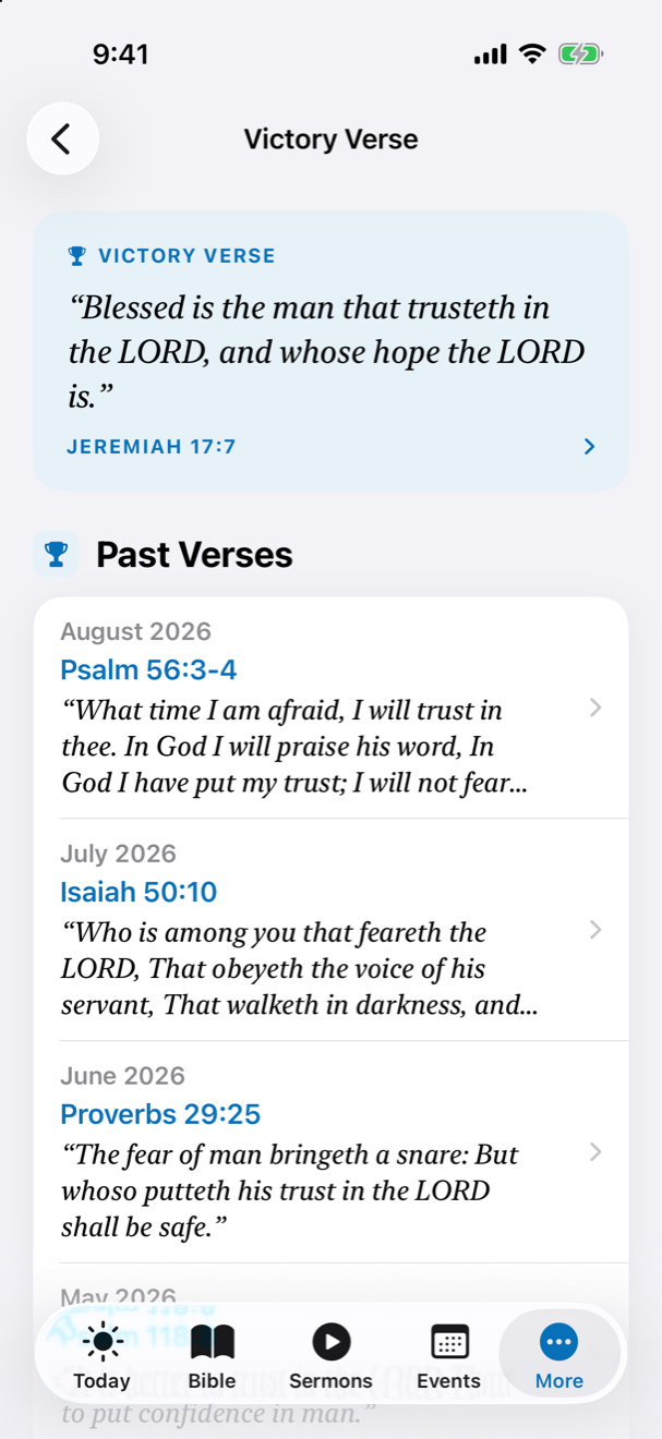 The Victory Verse. in the KBC Connect app